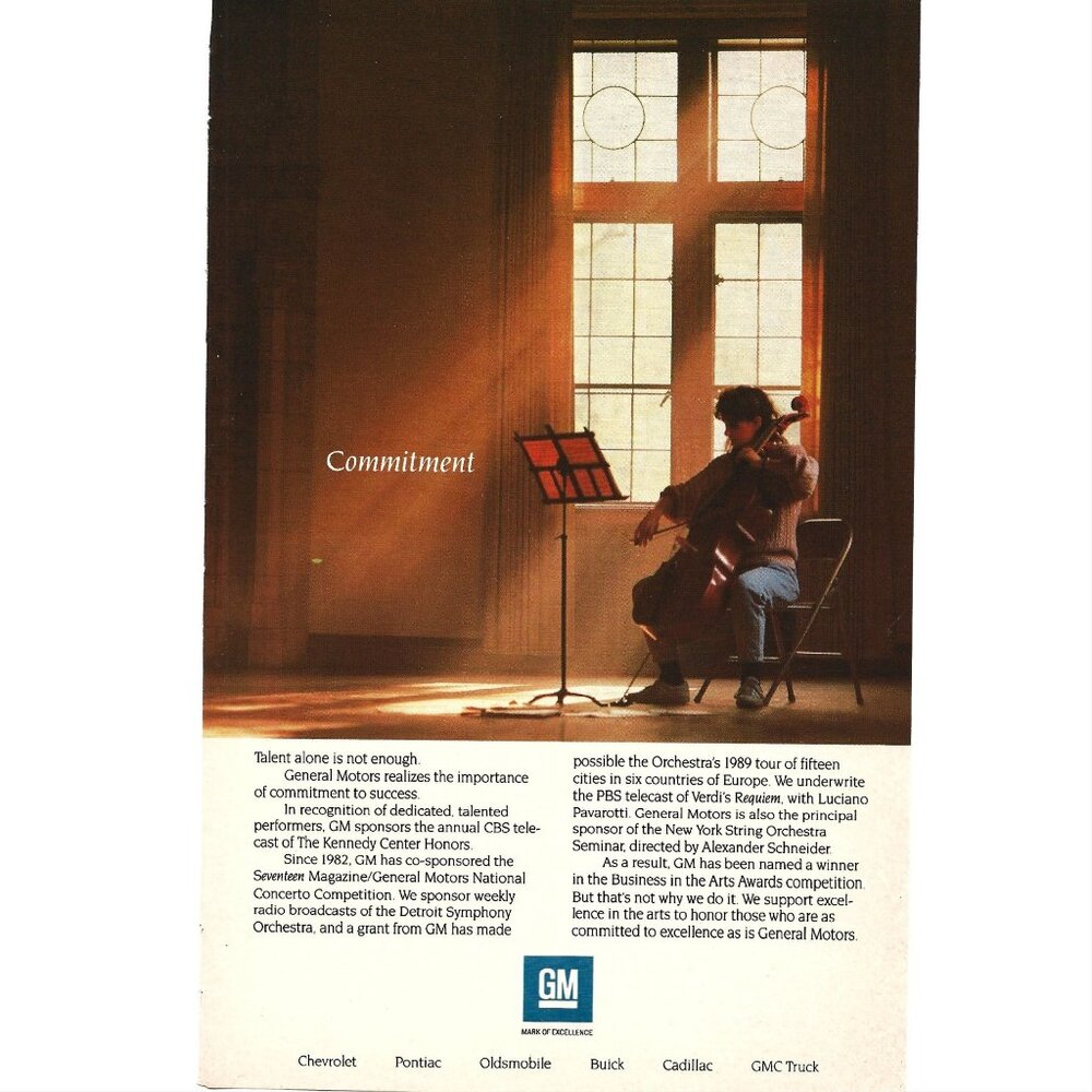 Commitment GM Chevrolet Pontiac Olds Buick Cadillac 1980s Vintage Print Ad